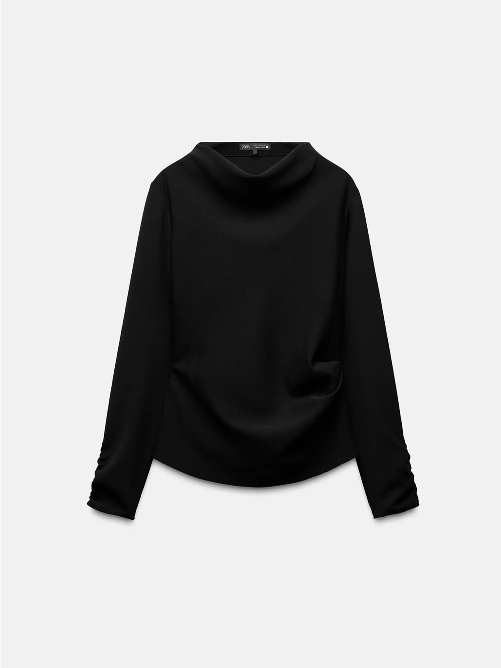 Zara ZW COLLECTION Black Long-Sleeve Cowl Neck Sweater